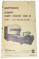 Strippit Fabri Center 1000 III Maintenance and Operation Manual